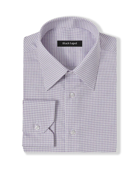 Easy-Care Lavender Graph Check Custom Dress Shirt Easy-Care Lavender Graph Check Custom Dress Shirt
