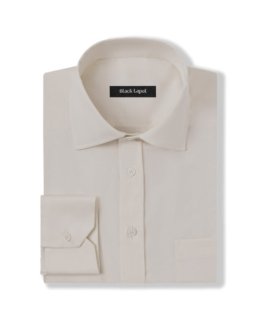 Easy-Care Ivory Fine Twill Dress Shirt 1