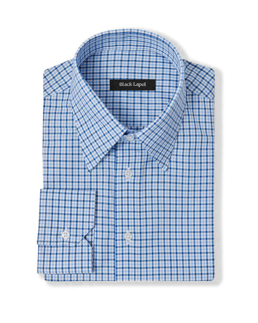 Navy Blue Tattersall Dress Shirt 1