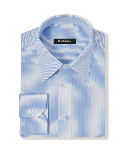 Easy-Care Light Blue Bar Stripe Custom Dress Shirt Easy-Care Light Blue Bar Stripe Custom Dress Shirt