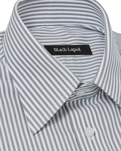 Easy-Care Grey Bar Stripe Dress Shirt 2