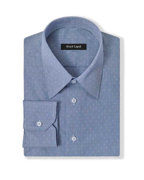 Easy-Care Blue Dot Weave Custom Dress Shirt