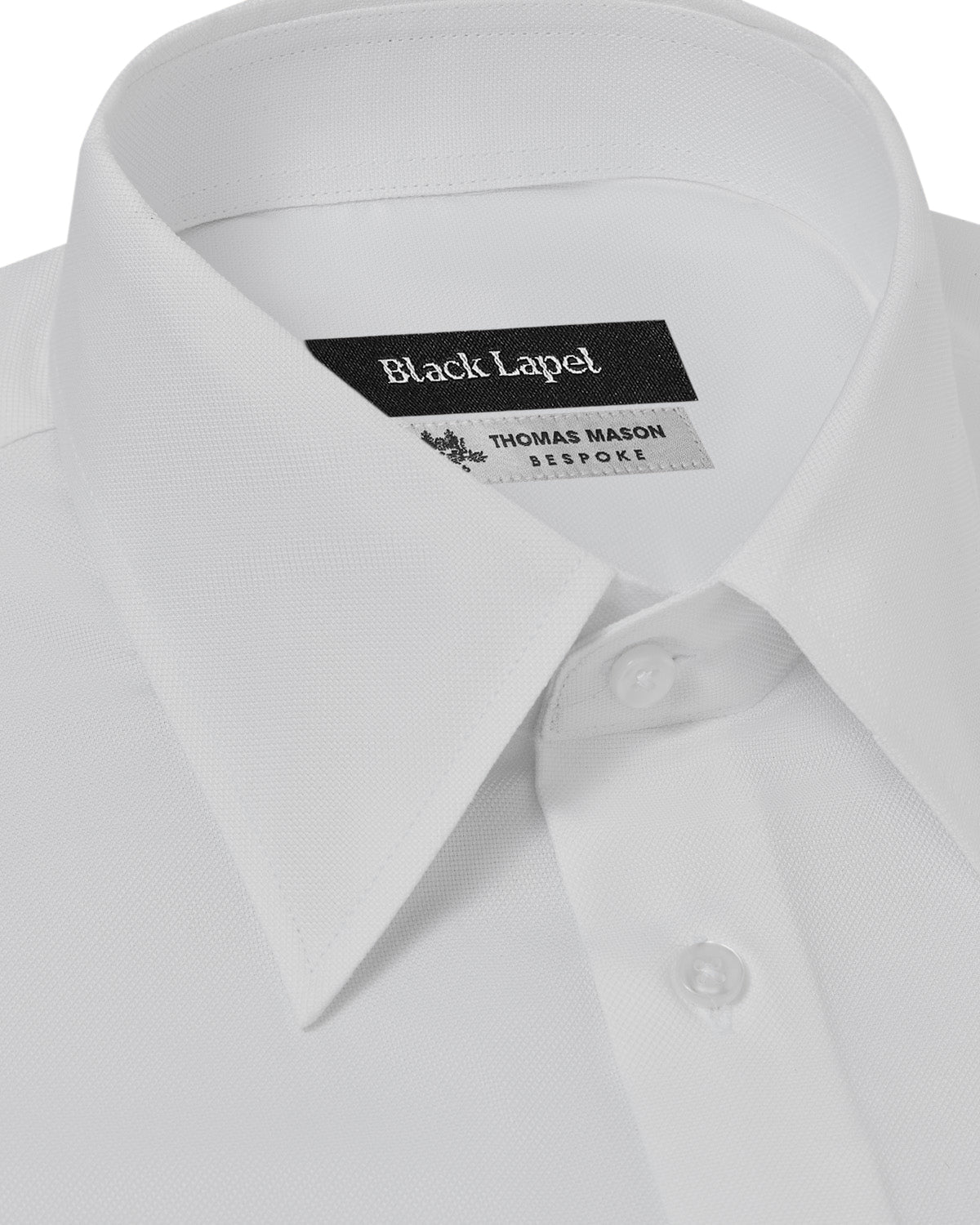 Thomas Mason White Royal Oxford Custom Dress Shirt – Black Lapel