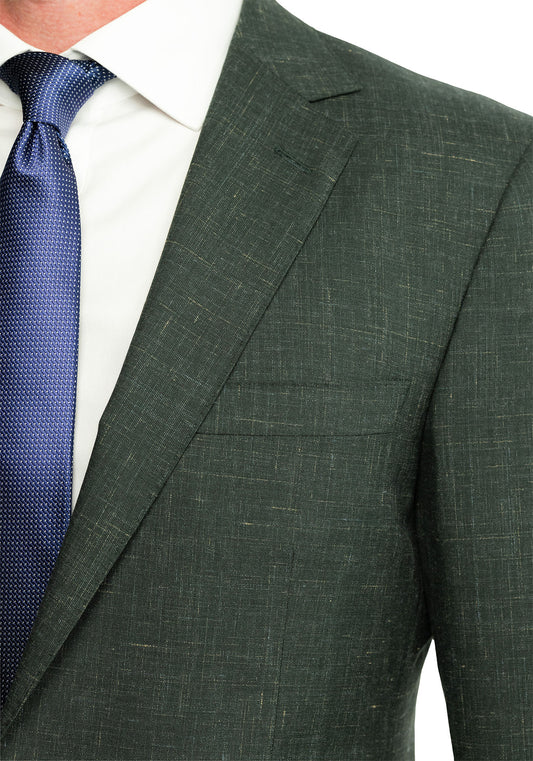 Forest Green Wool Silk Linen Blend Blazer