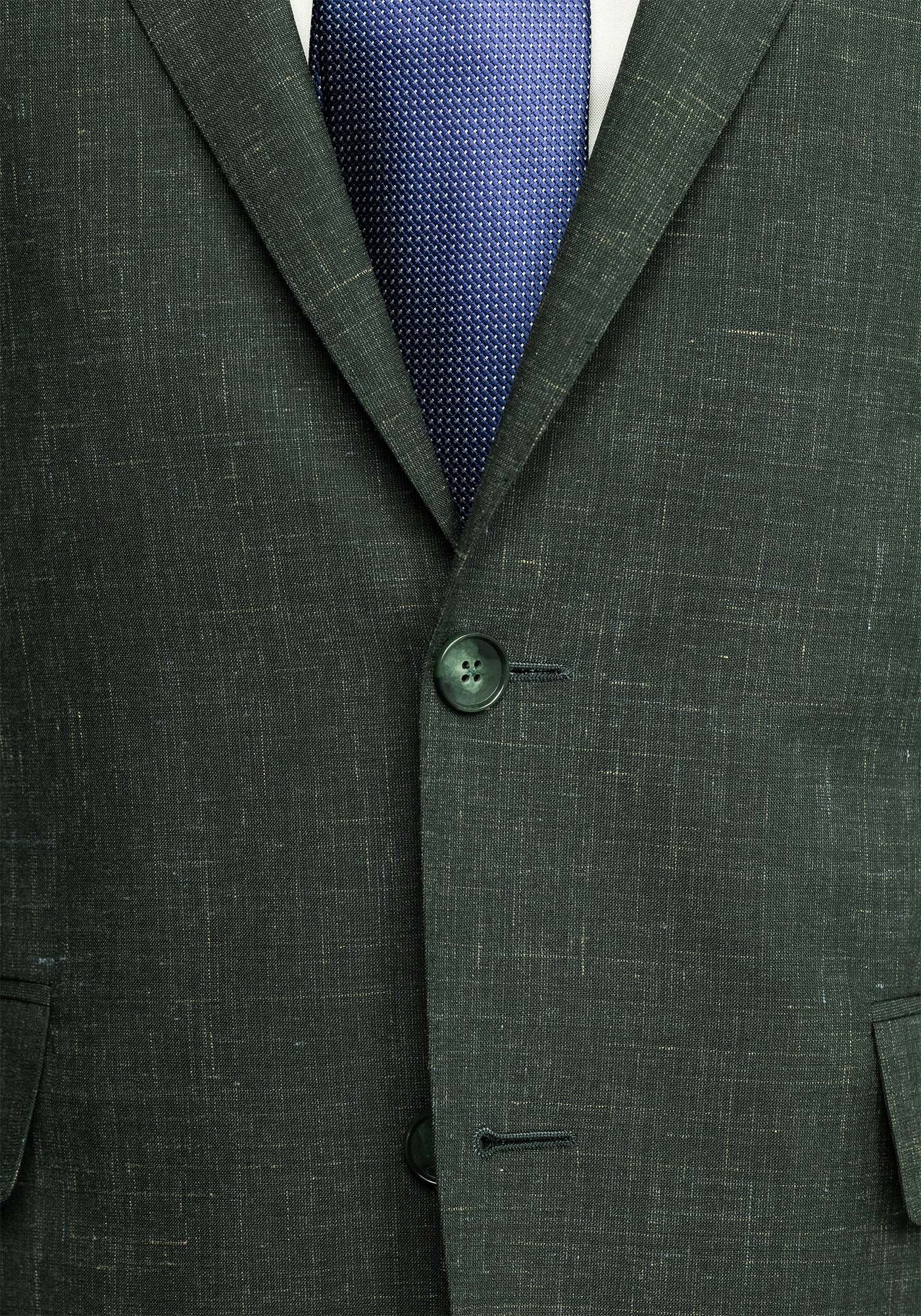 Forest Green Wool Silk Linen Blend Suit