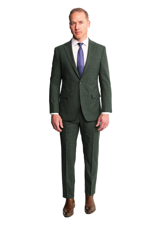 Forest Green Wool Silk Linen Blend Suit