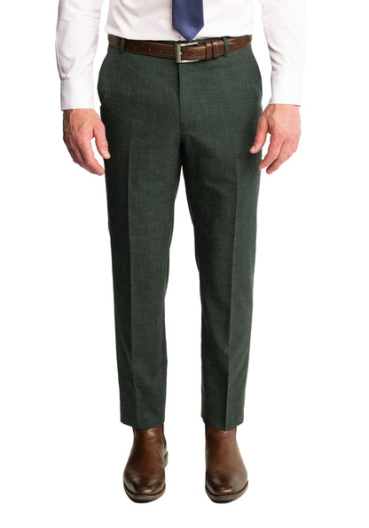 Forest Green Wool Silk Linen Blend Suit
