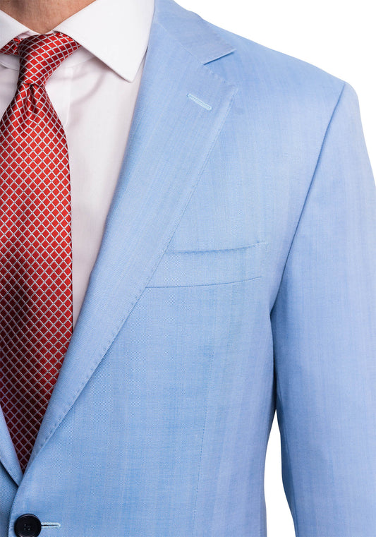 Light Blue Herringbone Wool Blazer