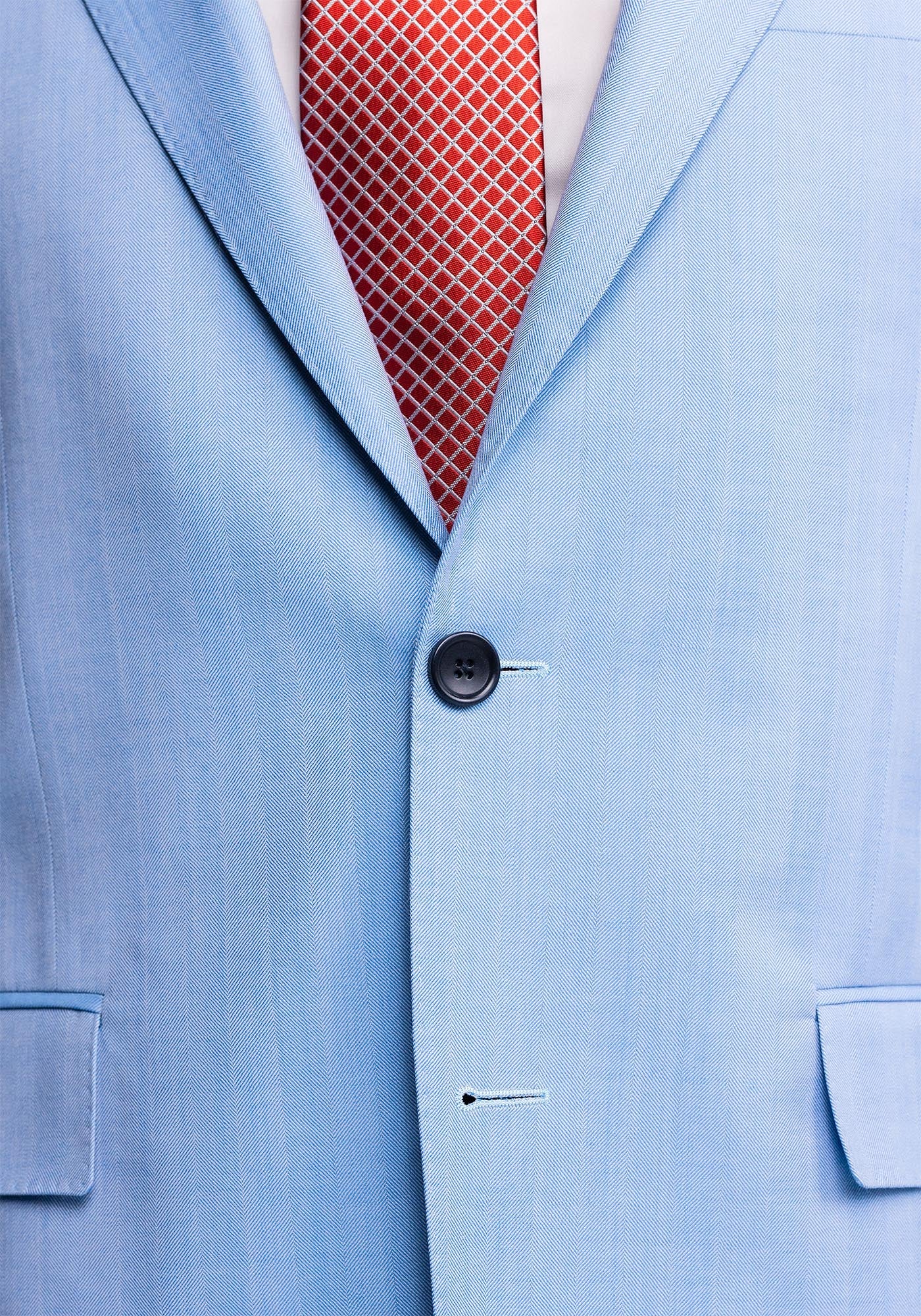 Light Blue Herringbone Wool Blazer