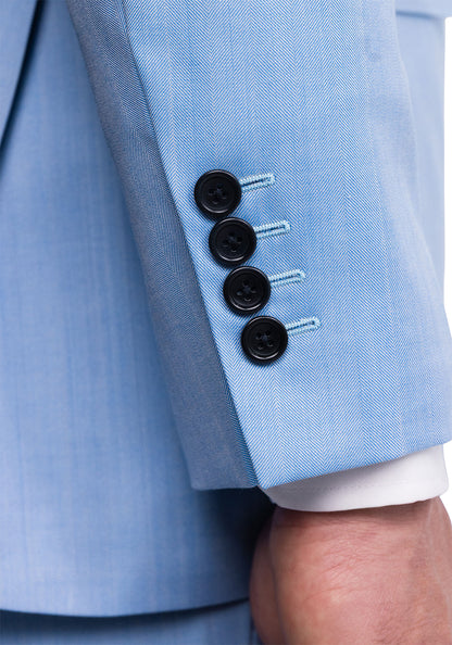 Light Blue Herringbone Wool Blazer