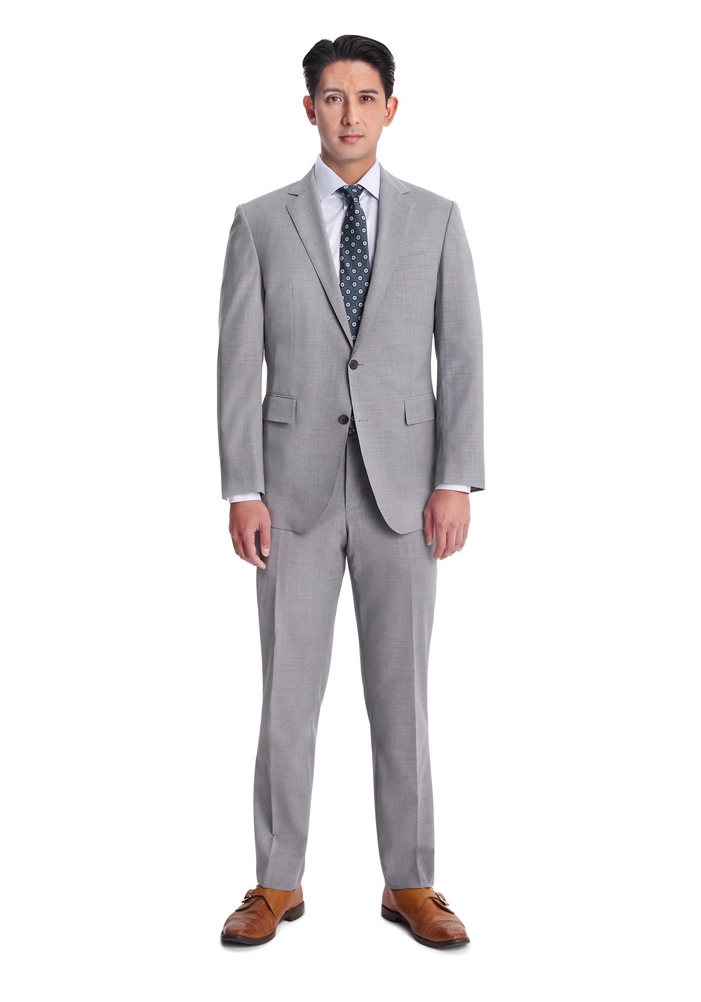 Light Grey Stretch Fresco Suit-1