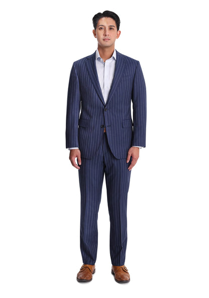 Slate Blue Chalk Stripe Flannel Blazer-1