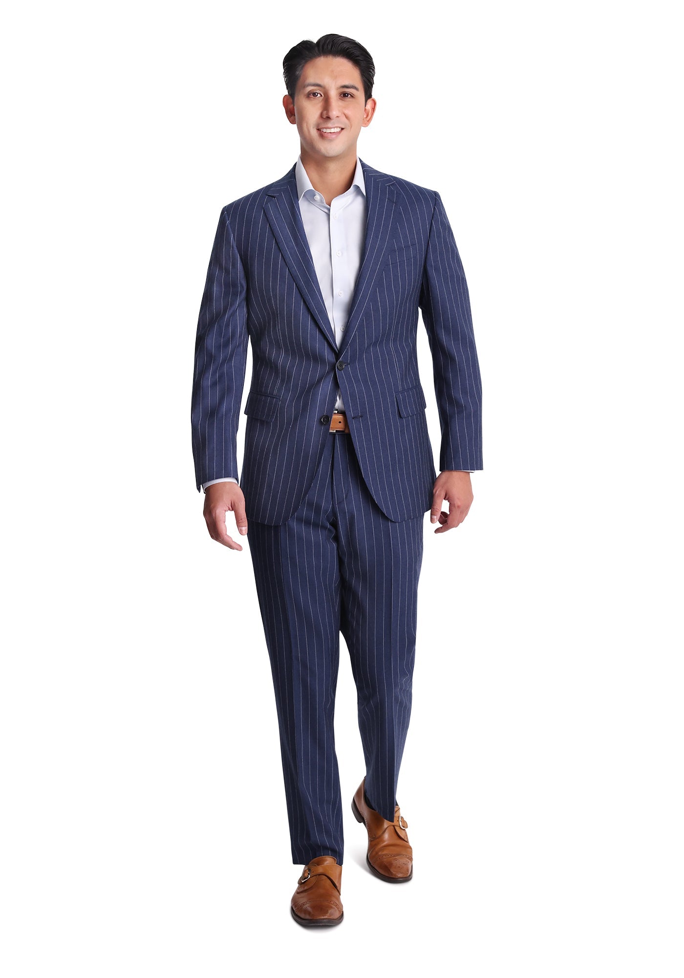 Slate Blue Chalk Stripe Flannel Blazer-2