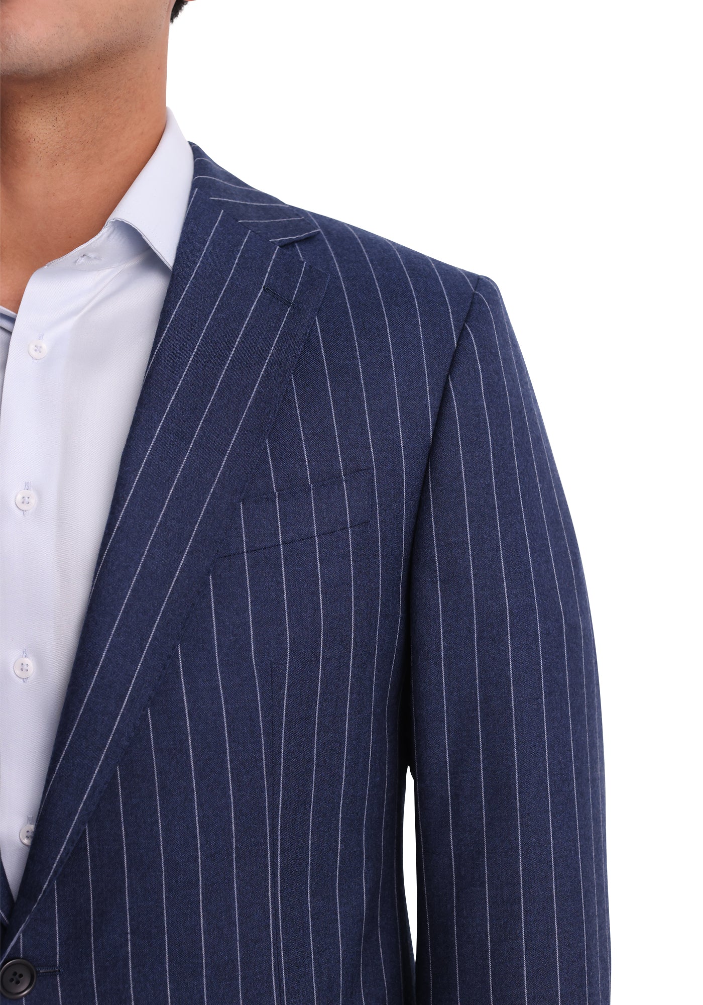 Slate Blue Chalk Stripe Flannel Blazer-4