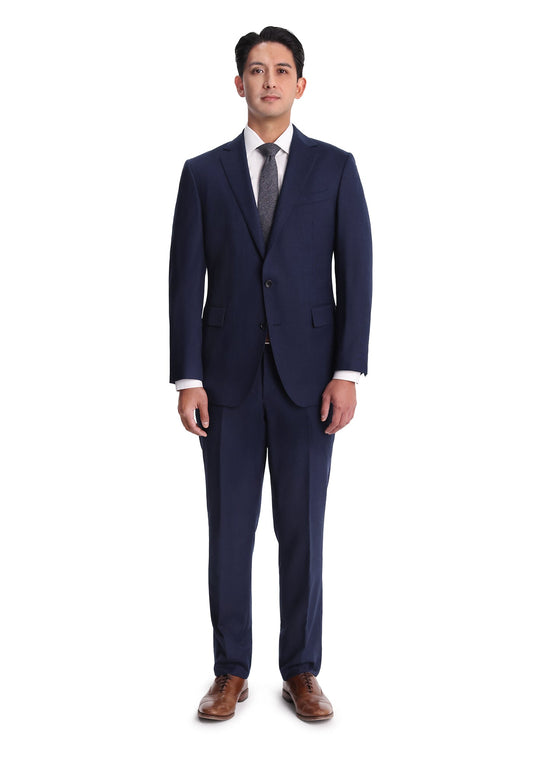 Blue Tick Weave Flannel Blazer-1