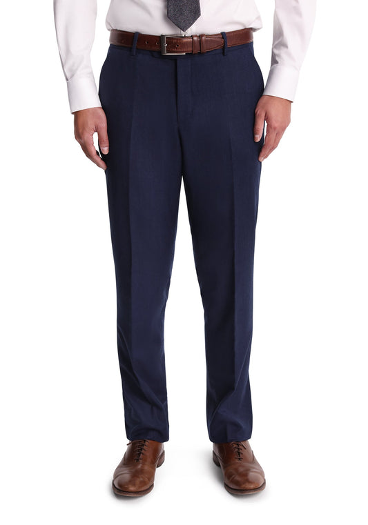 Blue Tick Weave Flannel Dress Pants-6