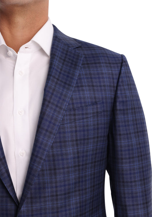 Mixed Blue Plaid Blazer-4
