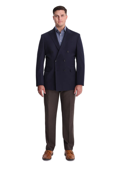 Navy Double Breasted Stretch Fresco Dress Pants-1