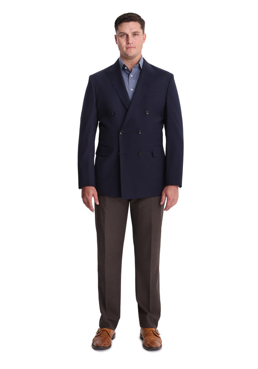 Navy Double Breasted Stretch Fresco Blazer-1