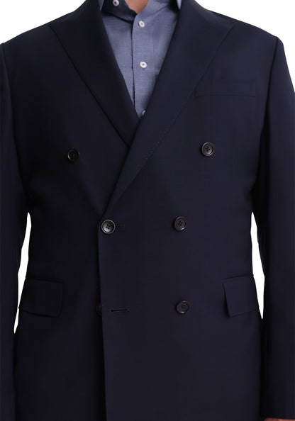 Navy Double Breasted Stretch Fresco Dress Pants-3