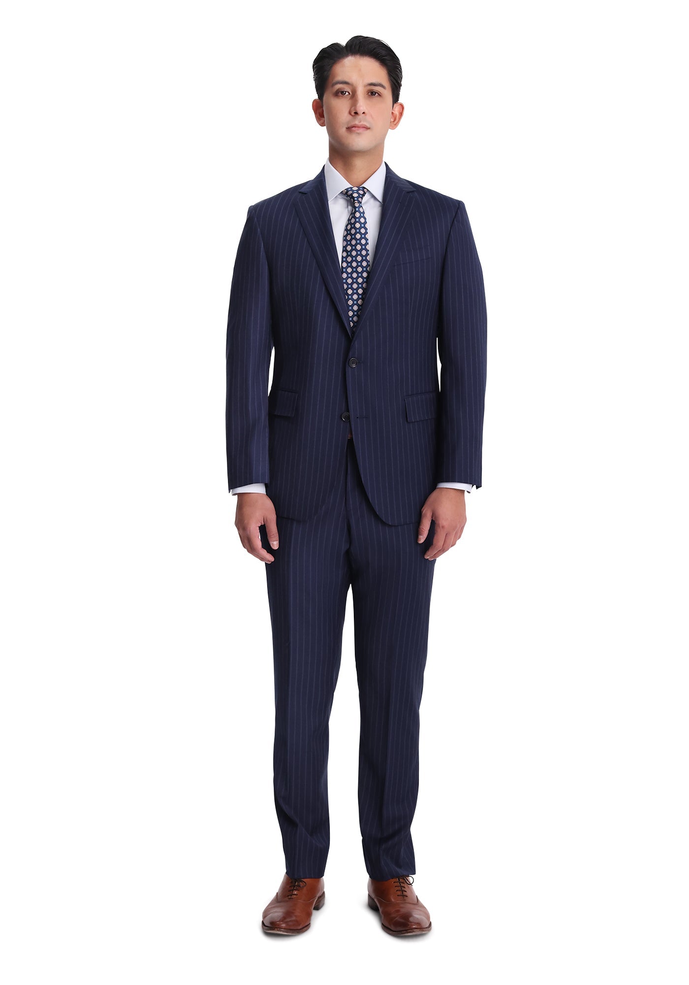 Stretch Navy Chalkstripe Custom Dress Pants – Black Lapel Stretch Navy Chalkstripe Custom Dress Pants – Black Lapel
