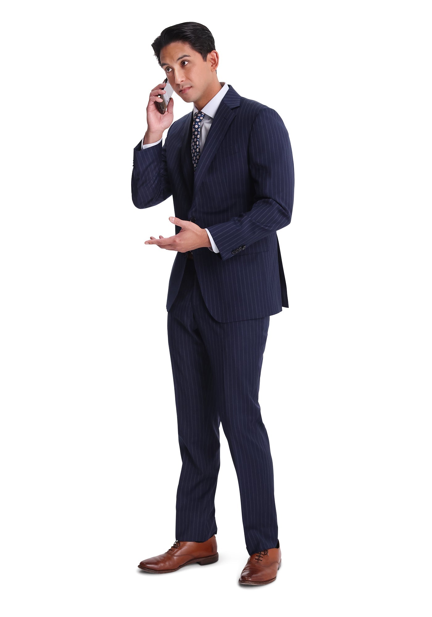 Stretch Navy Chalkstripe Custom Dress Pants – Black Lapel