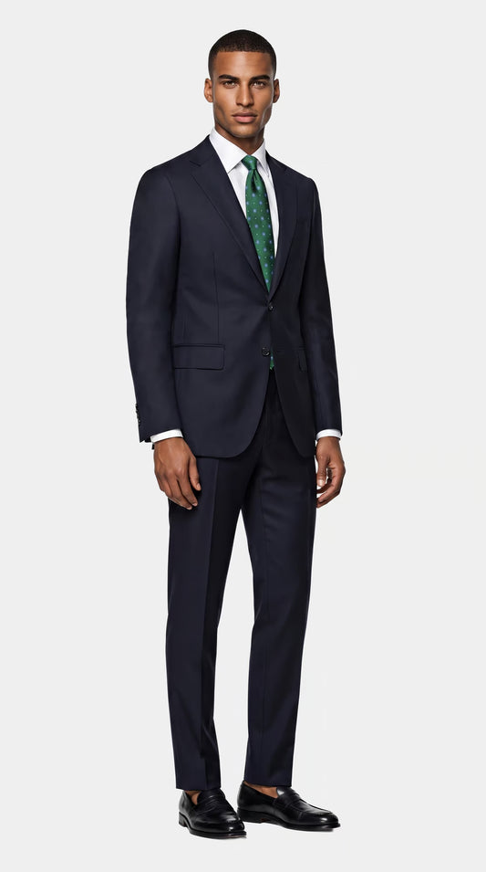 The Saxon Slate Blue High Twist Hopsack Suit
