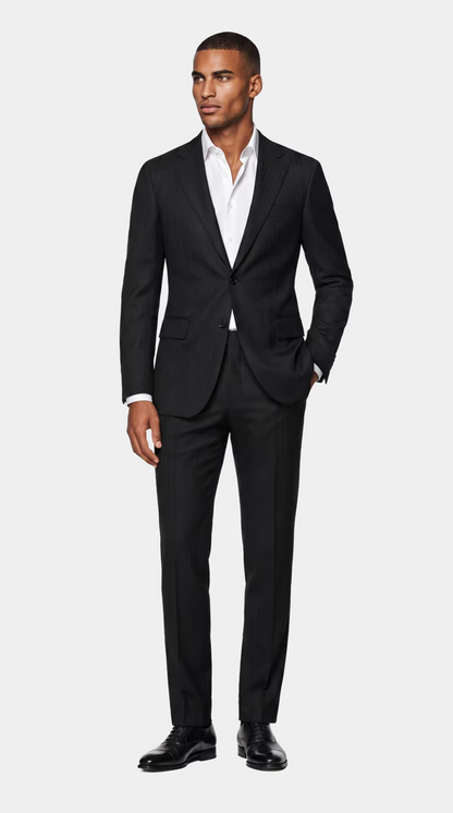 The Saxon Navy Herringbone Suit