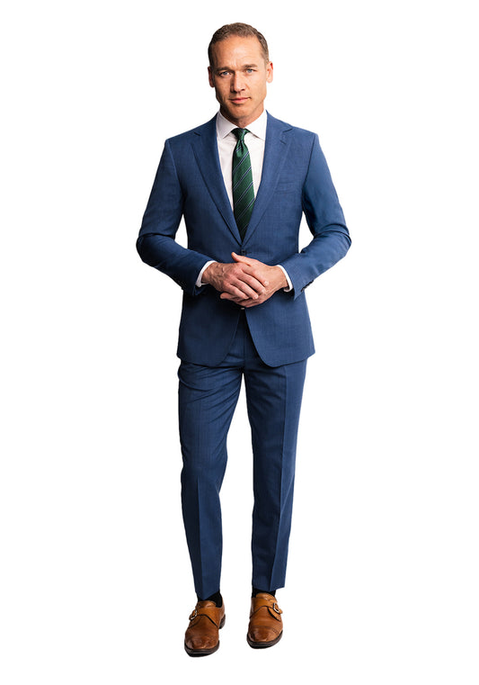 Bright Blue Tropical Wool Suit