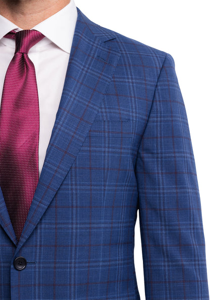 Blue Windowpane Tropical Wool Blazer