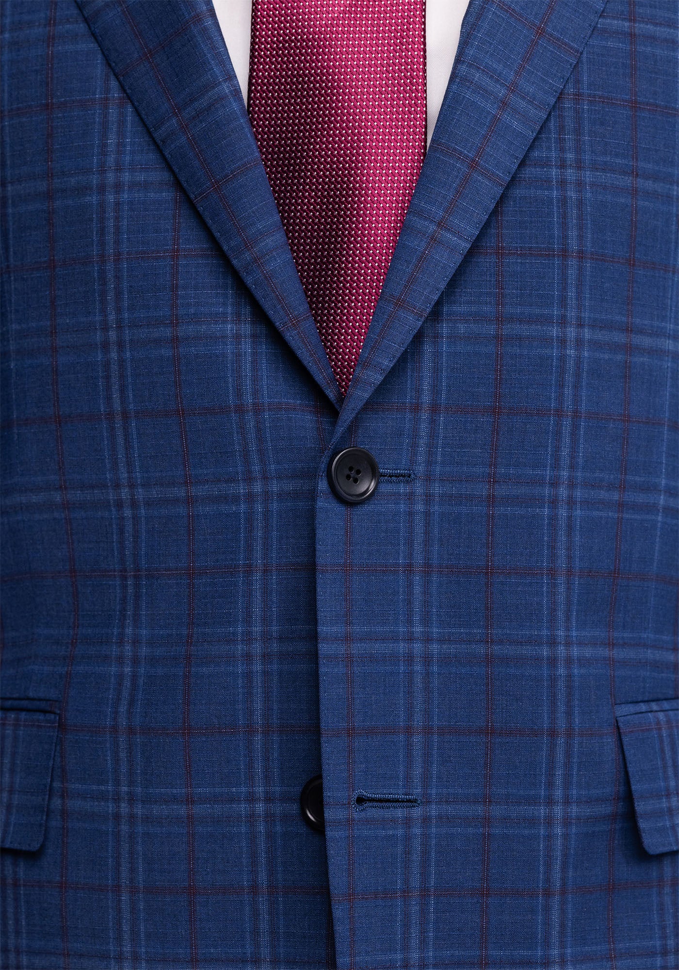 Blue Windowpane Tropical Wool Blazer