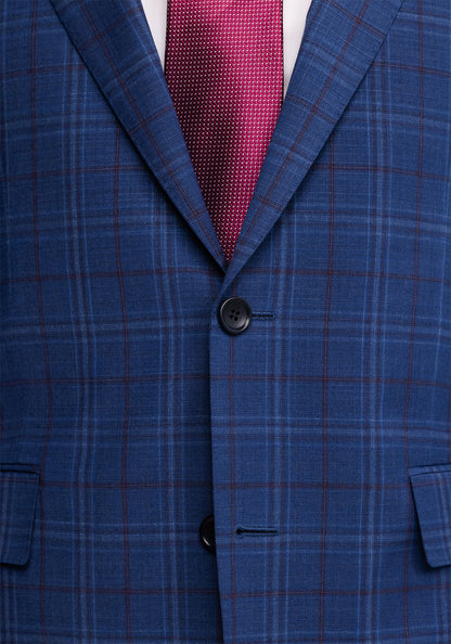 Blue Windowpane Tropical Wool Blazer