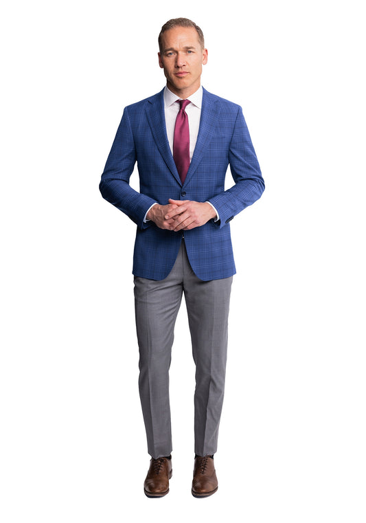 Blue Windowpane Tropical Wool Blazer