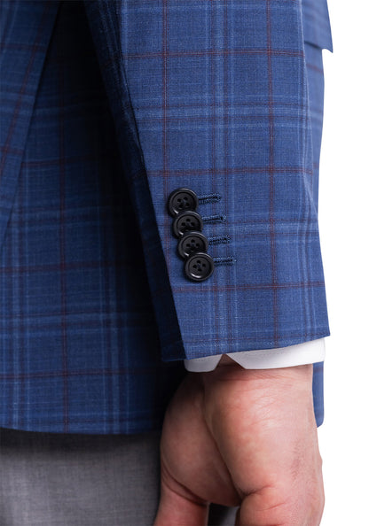 Blue Windowpane Tropical Wool Blazer