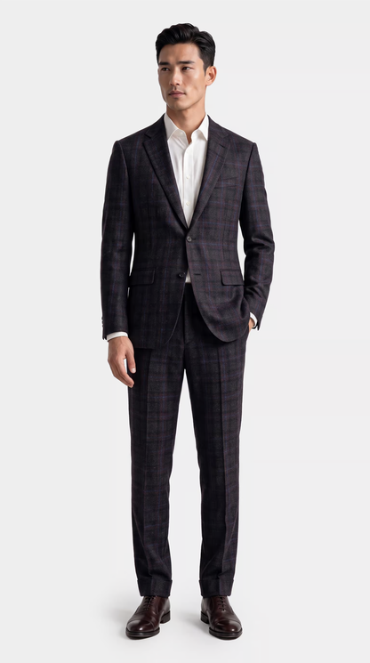 The Reserve Maroon and Brown Flannel Blazer