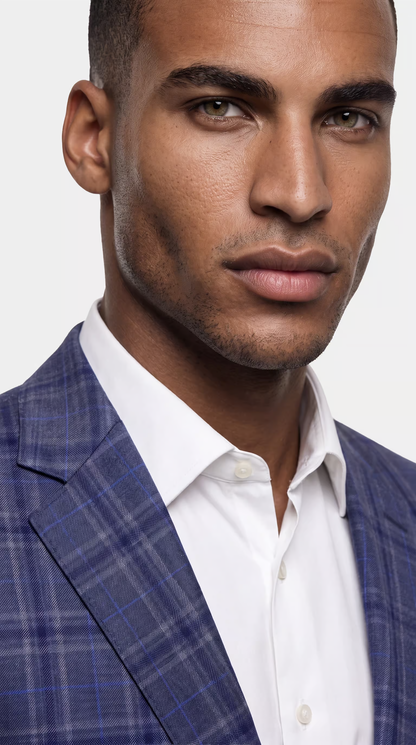 The Reserve Gray and Blue Windowpane Suit