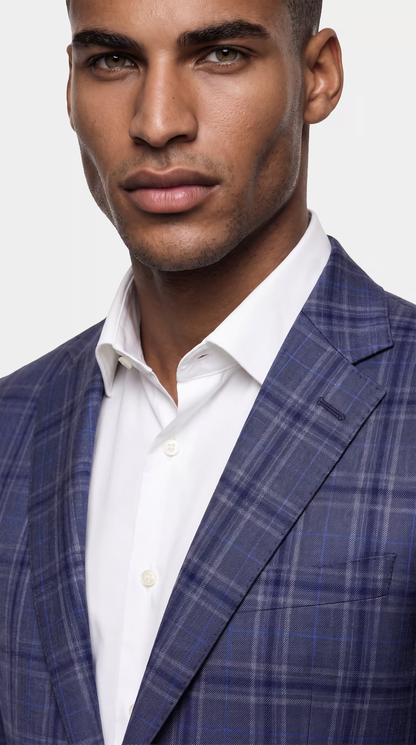 The Reserve Gray and Blue Windowpane Suit