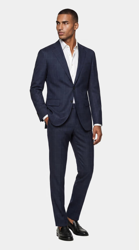 The Foundation Blue on Blue Windowpane Blazer