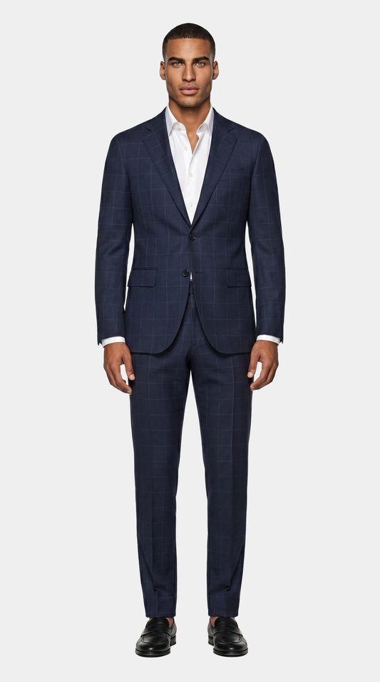 The Foundation Blue on Blue Windowpane Suit