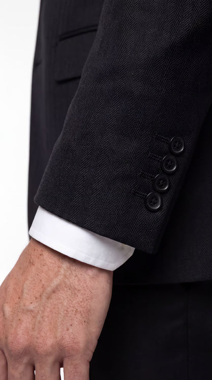 The Foundation Black Herringbone Suit