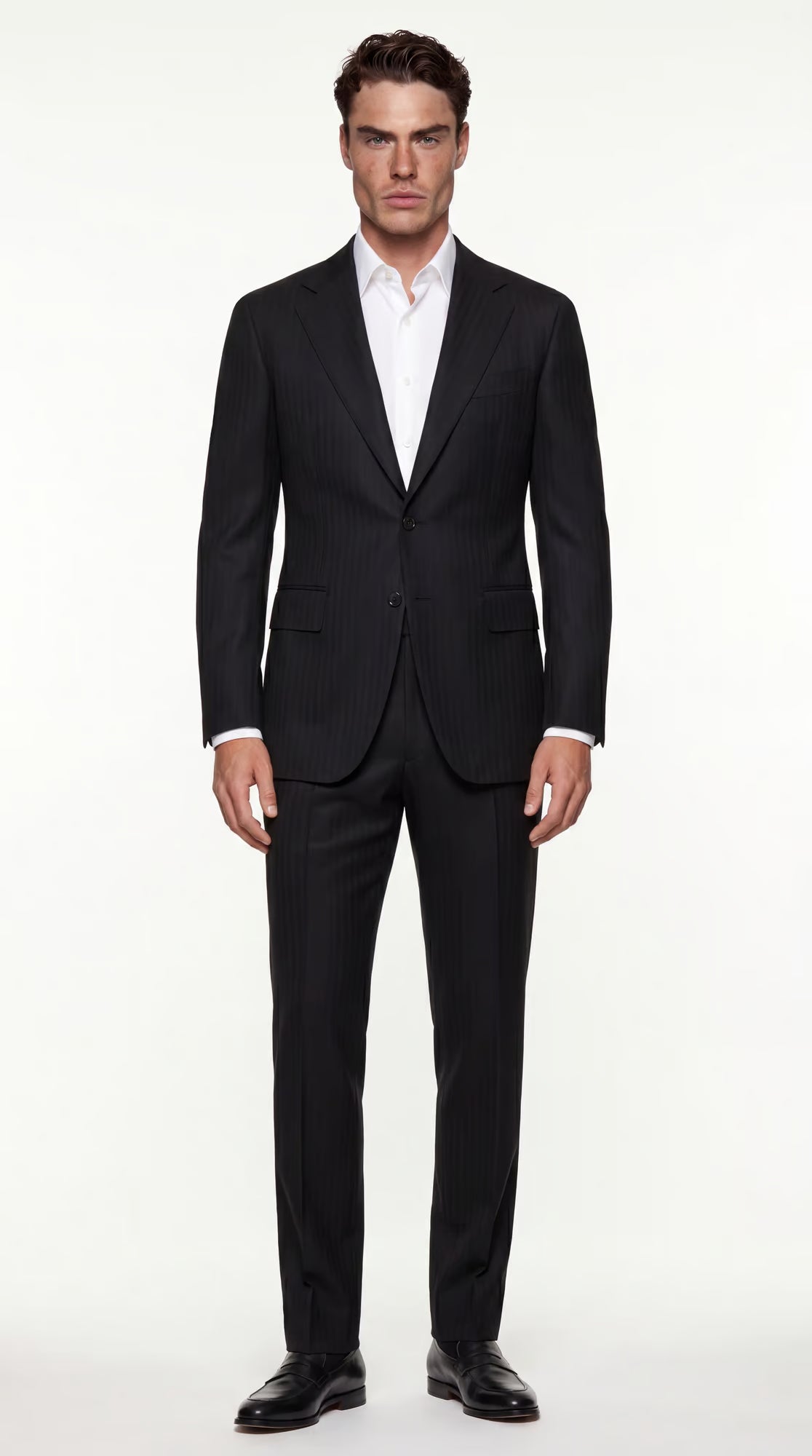 The Foundation Black Herringbone Suit