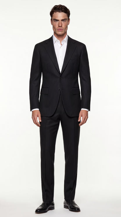 The Foundation Black Herringbone Suit