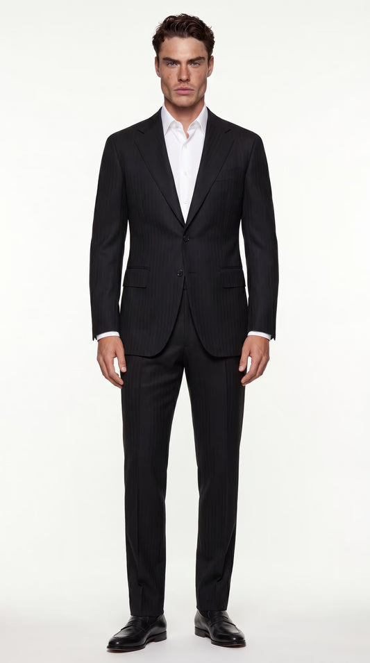 The Foundation Black Herringbone Suit