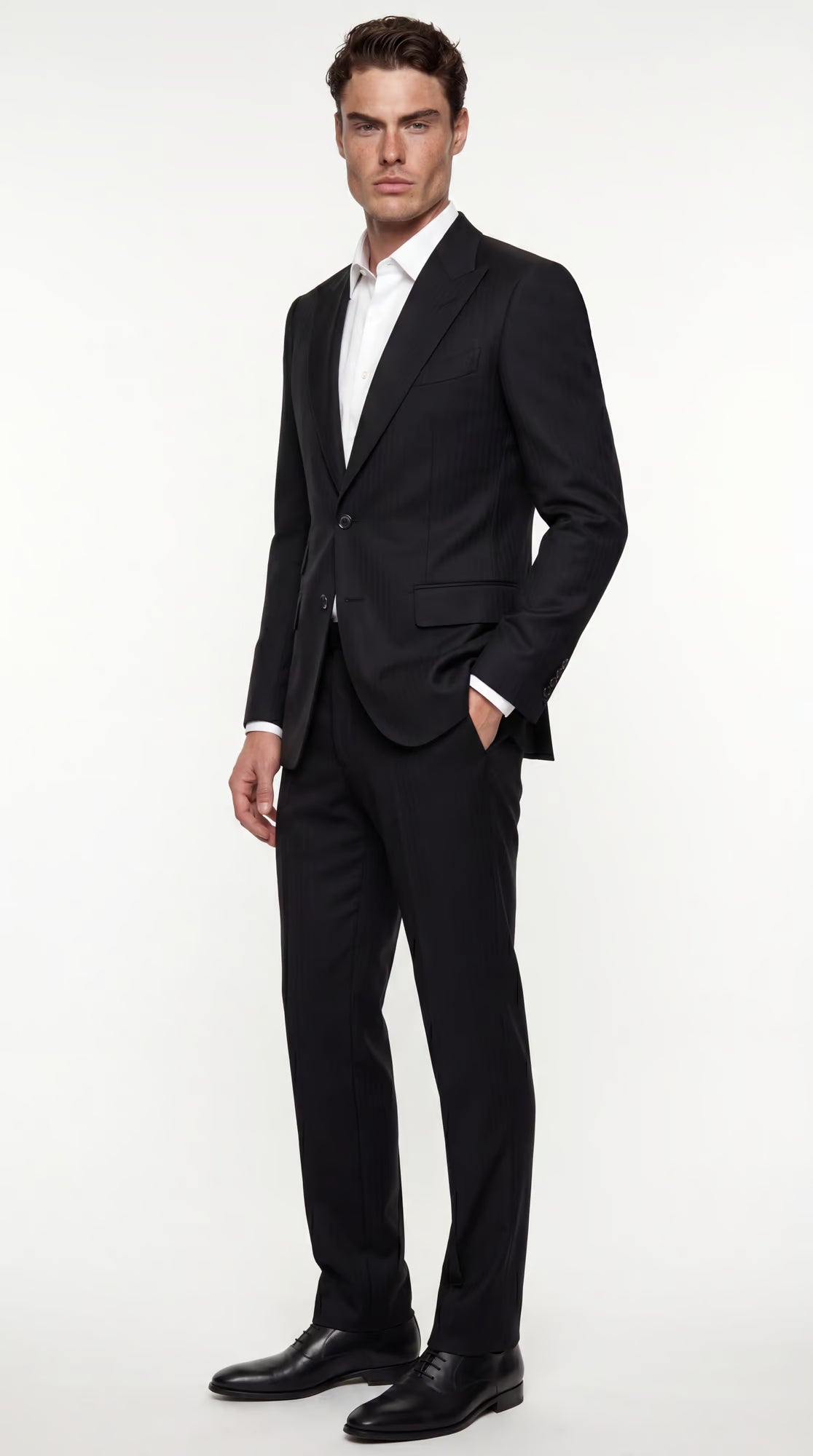 The Foundation Black Herringbone Suit