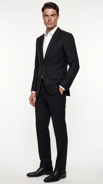 The Foundation Black Herringbone Suit