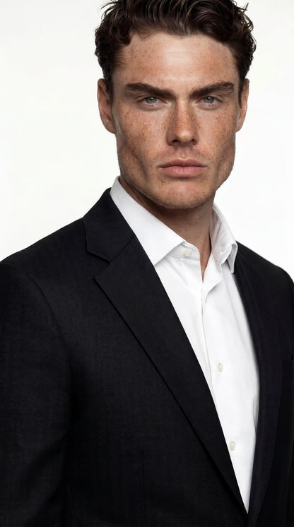 The Foundation Black Herringbone Suit