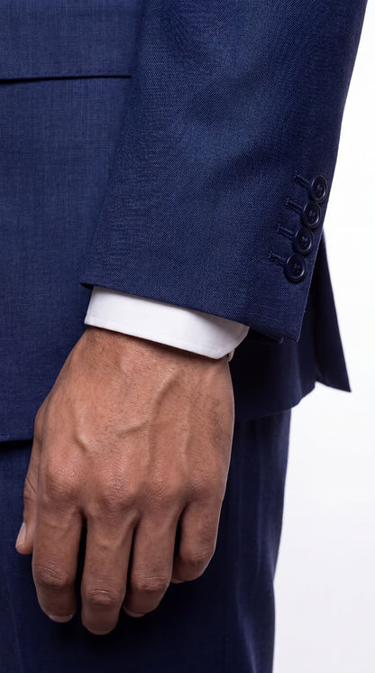 The Foundation Blue Tick Weave Suit