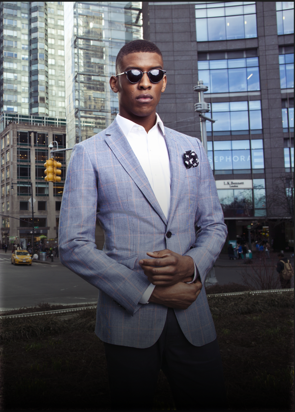 Cornerstone Navy Graph Check Custom Dress Shirt – Black Lapel