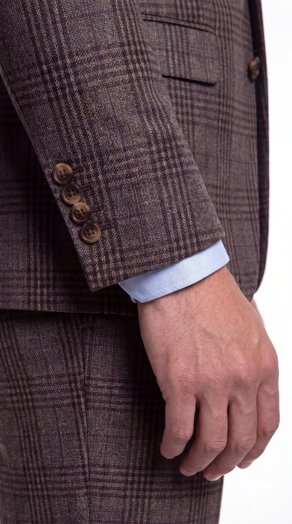 The Reserve Taupel and Purple Plaid Suit
