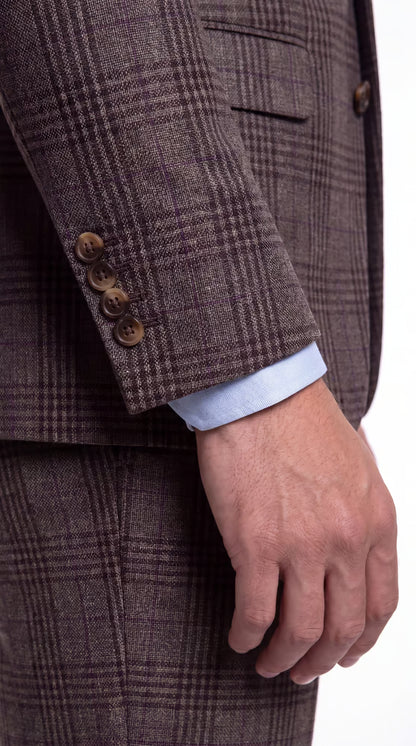 The Reserve Taupel and Purple Plaid Suit